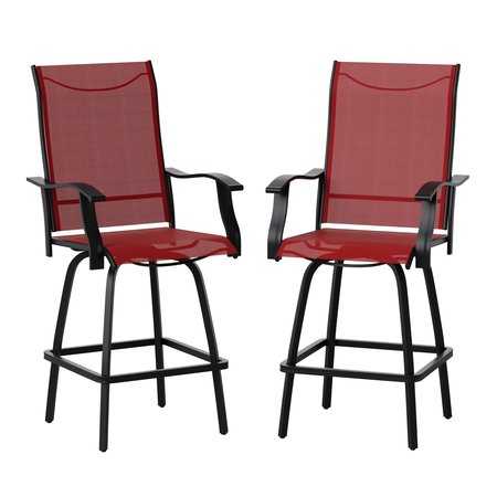 Flash Furniture Outdoor Stool - 30 inch Patio Bar Stool, Red, 2PK 2-ET-SWVLPTO-30-RD-GG